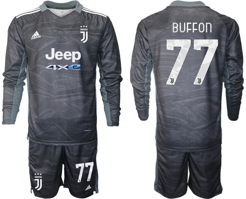 Men 2021-2022 Club Juventus black Goalkeeper Long Sleeve #77 Adidas Soccer Jersey